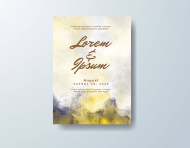 Soyut suluboya arkaplan içeren düğün davetiyesi