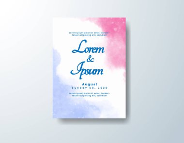 Soyut suluboya arkaplan içeren düğün davetiyesi
