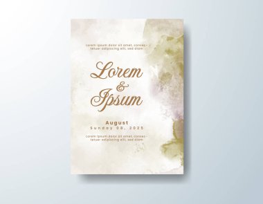 Soyut suluboya arkaplan içeren düğün davetiyesi