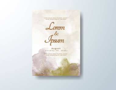 Soyut suluboya arkaplan içeren düğün davetiyesi