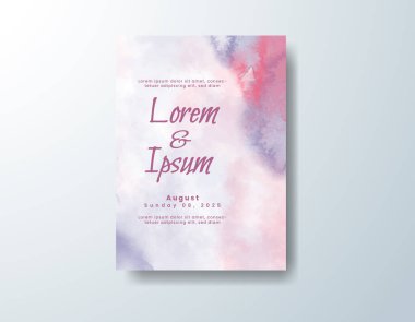 Soyut suluboya arkaplan içeren düğün davetiyesi
