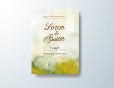 Soyut suluboya arkaplan içeren düğün davetiyesi