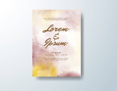 Soyut suluboya arkaplan içeren düğün davetiyesi