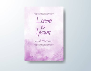 Soyut suluboya arkaplan içeren düğün davetiyesi