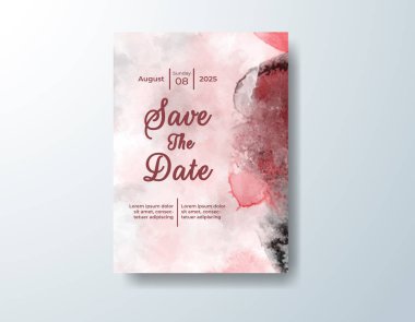 Soyut suluboya arkaplan içeren düğün davetiyesi