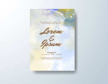 Soyut suluboya arkaplan içeren düğün davetiyesi