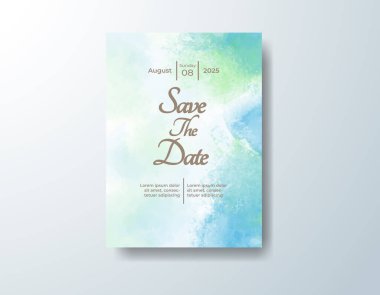 Soyut suluboya arkaplan içeren düğün davetiyesi