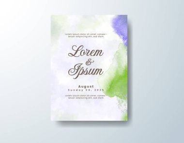 Soyut suluboya arkaplan içeren düğün davetiyesi