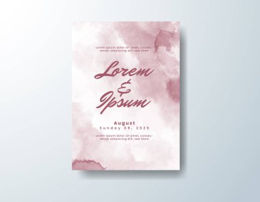 Soyut suluboya arkaplan içeren düğün davetiyesi