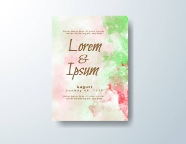 Soyut suluboya arkaplan içeren düğün davetiyesi