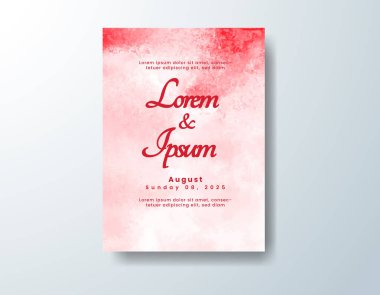 Soyut suluboya arkaplan içeren düğün davetiyesi