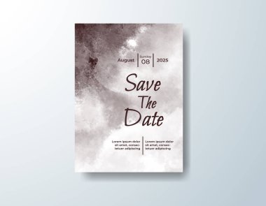 Soyut suluboya arkaplan içeren düğün davetiyesi