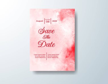 Soyut suluboya arkaplan içeren düğün davetiyesi