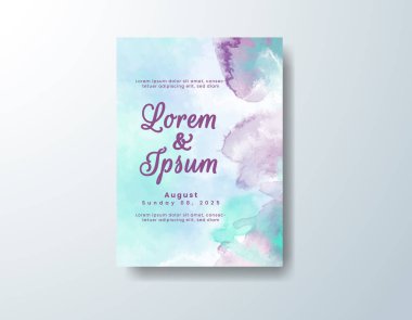 Soyut suluboya arkaplan içeren düğün davetiyesi