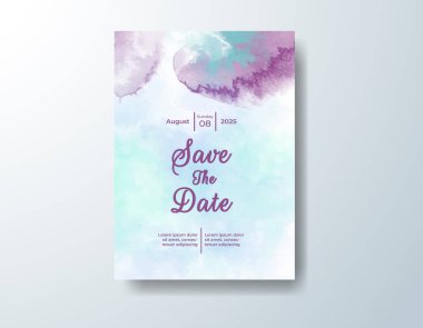 Soyut suluboya arkaplan içeren düğün davetiyesi