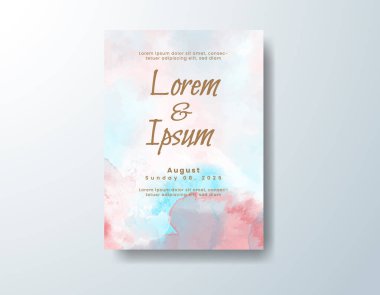 Soyut suluboya arkaplan içeren düğün davetiyesi