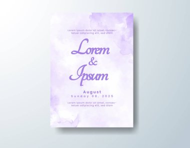 Soyut suluboya arkaplan içeren düğün davetiyesi