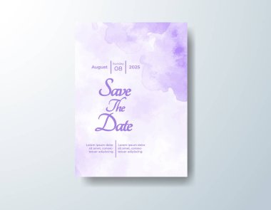 Soyut suluboya arkaplan içeren düğün davetiyesi