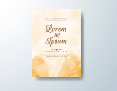 Soyut suluboya arkaplan içeren düğün davetiyesi