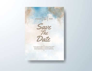 Soyut suluboya arkaplan içeren düğün davetiyesi