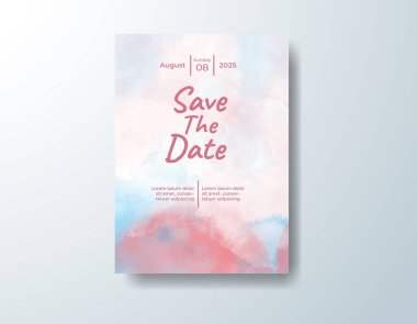 Soyut suluboya arkaplan içeren düğün davetiyesi