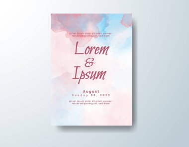 Soyut suluboya arkaplan içeren düğün davetiyesi