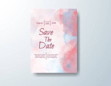 Soyut suluboya arkaplan içeren düğün davetiyesi