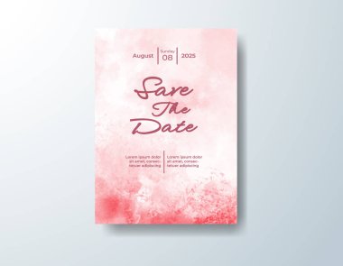 Soyut suluboya arkaplan içeren düğün davetiyesi