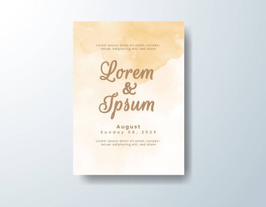 Soyut suluboya arkaplan içeren düğün davetiyesi