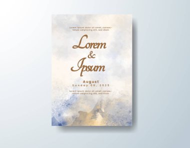 Soyut suluboya arkaplan içeren düğün davetiyesi