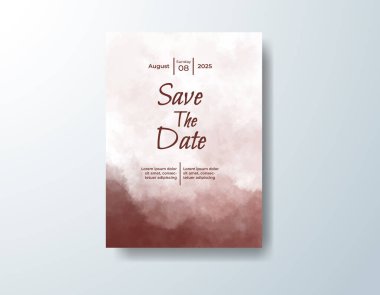 Soyut suluboya arkaplan içeren düğün davetiyesi