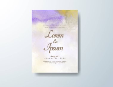 Soyut suluboya arkaplan içeren düğün davetiyesi