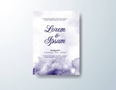 Soyut suluboya arkaplan içeren düğün davetiyesi