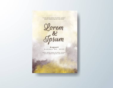 Soyut suluboya arkaplan içeren düğün davetiyesi