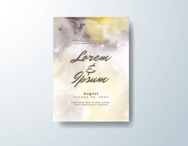 Soyut suluboya arkaplan içeren düğün davetiyesi