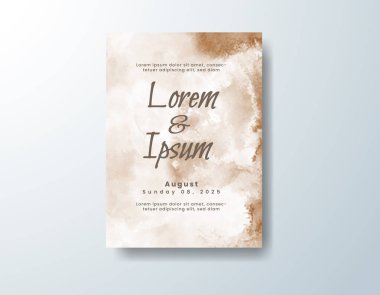 Soyut suluboya arkaplan içeren düğün davetiyesi