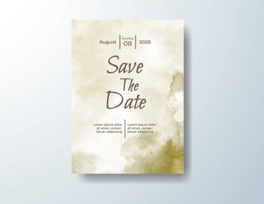 Soyut suluboya arkaplan içeren düğün davetiyesi