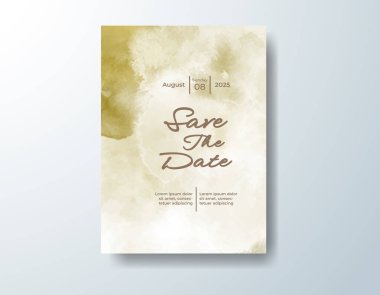 Soyut suluboya arkaplan içeren düğün davetiyesi