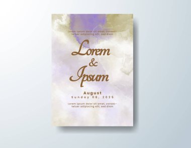 Soyut suluboya arkaplan içeren düğün davetiyesi