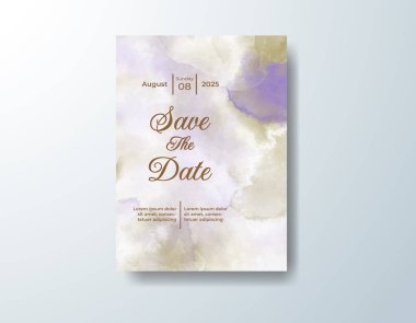 Soyut suluboya arkaplan içeren düğün davetiyesi