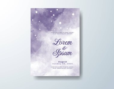 Soyut suluboya arkaplan içeren düğün davetiyesi