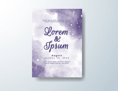 Soyut suluboya arkaplan içeren düğün davetiyesi