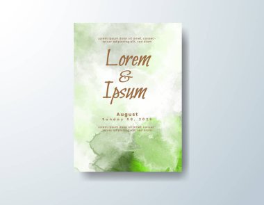 Soyut suluboya arkaplan içeren düğün davetiyesi