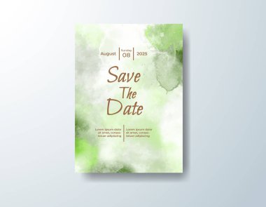 Soyut suluboya arkaplan içeren düğün davetiyesi