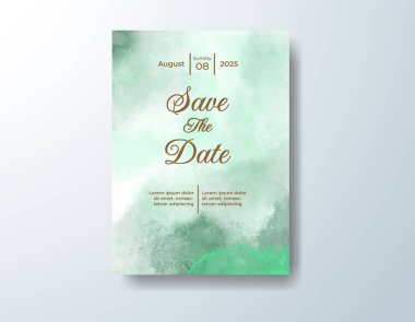 Soyut suluboya arkaplan içeren düğün davetiyesi