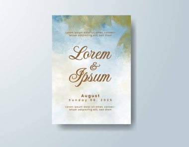 Soyut suluboya arkaplan içeren düğün davetiyesi