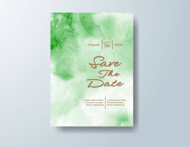 Soyut suluboya arkaplan içeren düğün davetiyesi