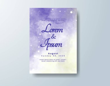 Soyut suluboya arkaplan içeren düğün davetiyesi