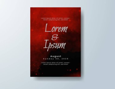 Soyut suluboya arkaplan içeren düğün davetiyesi