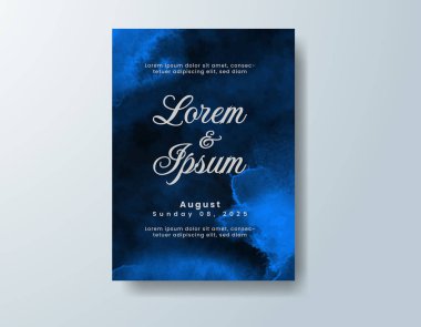 Soyut suluboya arkaplan içeren düğün davetiyesi